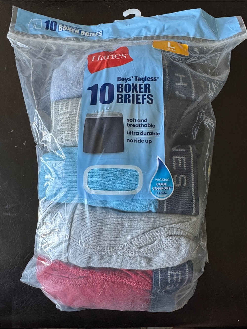 Hanes Boys' Tagless Boxer Briefs - Blue, Gray, Red